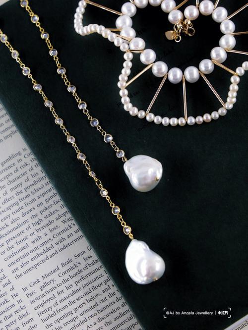 饰品分享让你独占c位的水晶珍珠长链